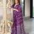 Purple zigzag, striped print mulmul cotton saree with blouse.