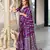 Purple zigzag, striped print mulmul cotton saree with blouse.