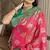 Gajari silk blend banarasi woven saree with unstitched blouse piece