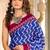 Blue zigzag, floral print mulmul cotton saree with blouse.