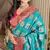 Turquoise silk blend banarasi woven saree with unstitched blouse piece