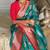 Turquoise silk banarasi woven saree with unstitched blouse piece