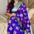 Violet silk blend banarasi woven saree with unstitched blouse piece