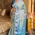 Blue silk banarasi saree with unstitched blouse piece