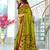 Green floral print mulmul cotton saree with blouse.