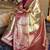Beige silk banarasi saree with unstitched blouse piece