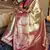 Beige silk blend banarasi saree with unstitched blouse piece
