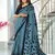 Grey floral print mulmul cotton saree with blouse.