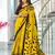 Yellow floral print mulmul cotton saree with blouse.