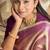 Purple silk banarasi saree with unstitched blouse piece