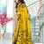 Yellow floral print mulmul cotton saree with blouse.