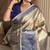 Violet silk banarasi saree with unstitched blouse piece