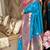 Blue silk paithani saree with unstitched blouse piece