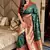 Dark green silk blend paithani saree with unstitched blouse piece