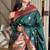 Dark green silk paithani saree with unstitched blouse piece