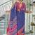 Blue floral print pure cotton mulmul saree with blouse.