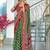 Green floral print pure cotton mulmul saree with blouse.