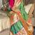 Parrot green silk paithani saree with unstitched blouse piece