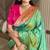 Parrot green silk paithani saree with unstitched blouse piece