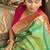 Parrot green silk paithani saree with unstitched blouse piece