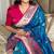 Teal silk paithani saree with unstitched blouse piece