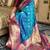 Teal silk paithani saree with unstitched blouse piece