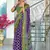 Purple floral print pure cotton mulmul saree with blouse.