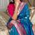 Teal silk paithani saree with unstitched blouse piece