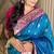 Teal silk paithani saree with unstitched blouse piece