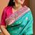 Turquoise silk paithani saree with unstitched blouse piece