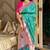 Turquoise silk paithani saree with unstitched blouse piece