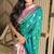 Turquoise silk paithani saree with unstitched blouse piece