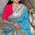 Sky blue silk paithani saree with unstitched blouse piece