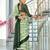Green block print mulmul cotton saree with blouse.