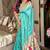 Turquoise silk paithani saree with unstitched blouse piece