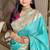 Turquoise silk paithani saree with unstitched blouse piece