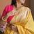 Yellow silk paithani saree with unstitched blouse piece