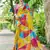 Yellow printed mulmul cotton saree with blouse.