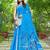 Blue printed mulmul cotton saree with blouse.