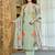 Pista green floral printed chanderi kurta pant set with matching dupatta