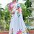 White printed mulmul cotton saree with blouse.