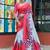 Pink printed mulmul cotton saree with blouse.