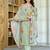 Pista green floral printed chanderi kurta pant set with matching dupatta