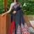Black printed mulmul cotton saree with blouse.