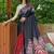 Black printed mulmul cotton saree with blouse.