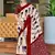 Red ikkat, block print soft pure cotton saree with blouse.