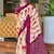 Wine ikkat, block print soft pure cotton saree with blouse.