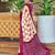 Wine ikkat, block print soft pure cotton saree with blouse.