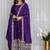 Purple chinon silk party wear embroidery anarkali suit set