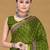 Green floral print muslin cotton saree with blouse.